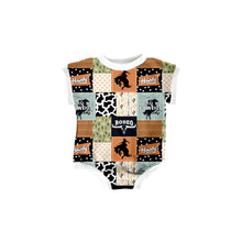 Load image into Gallery viewer, Cowboy Short Sleeve Sweater Romper WITH snaps
