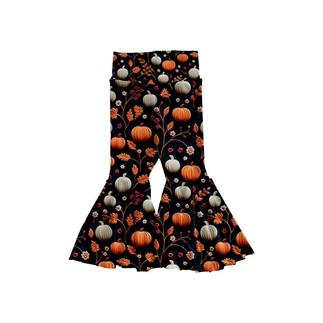 Embroidered pumpkin bell bottoms