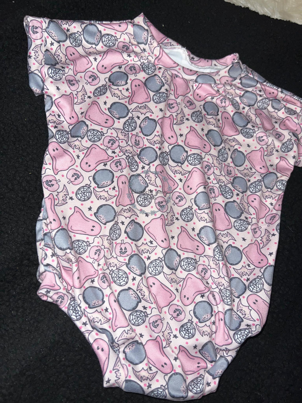 Pink Short Sleeve Sweater Romper WITH Snaps