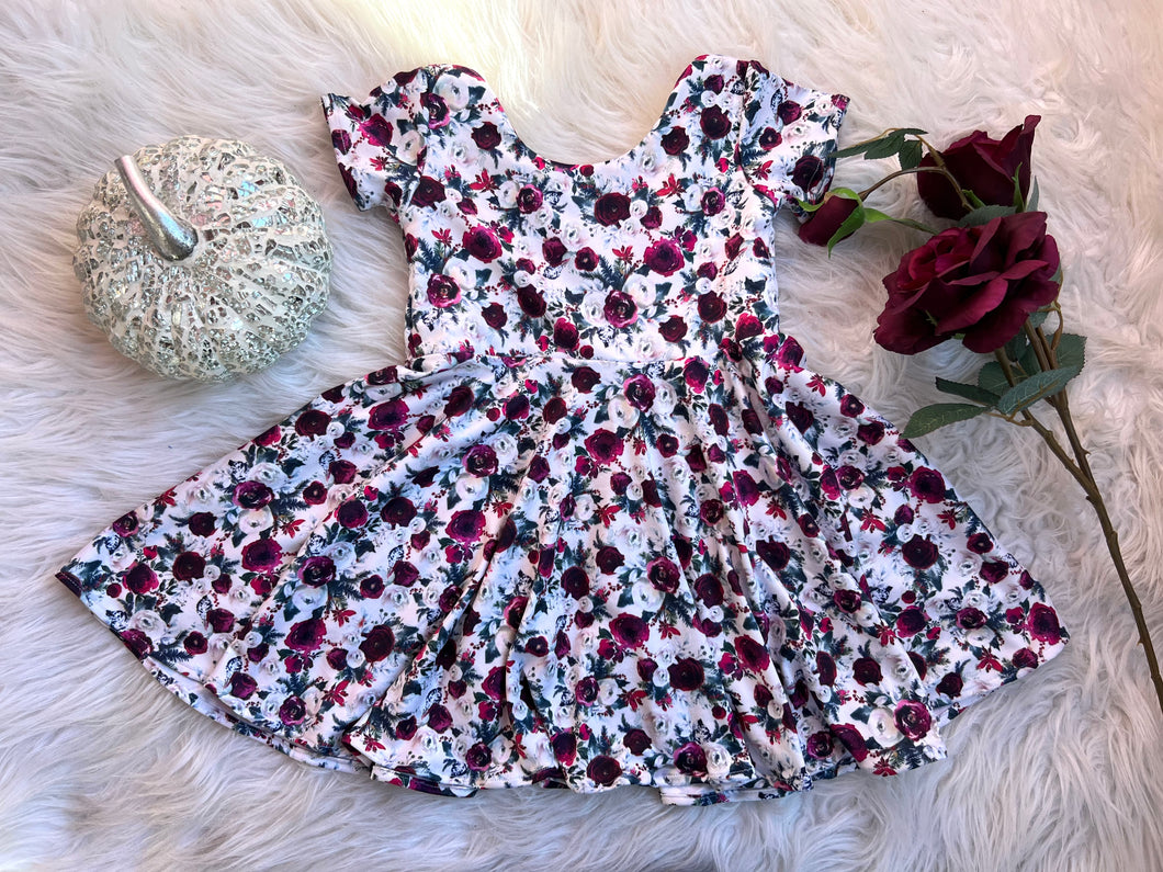 Holiday Floral Twirl Dress